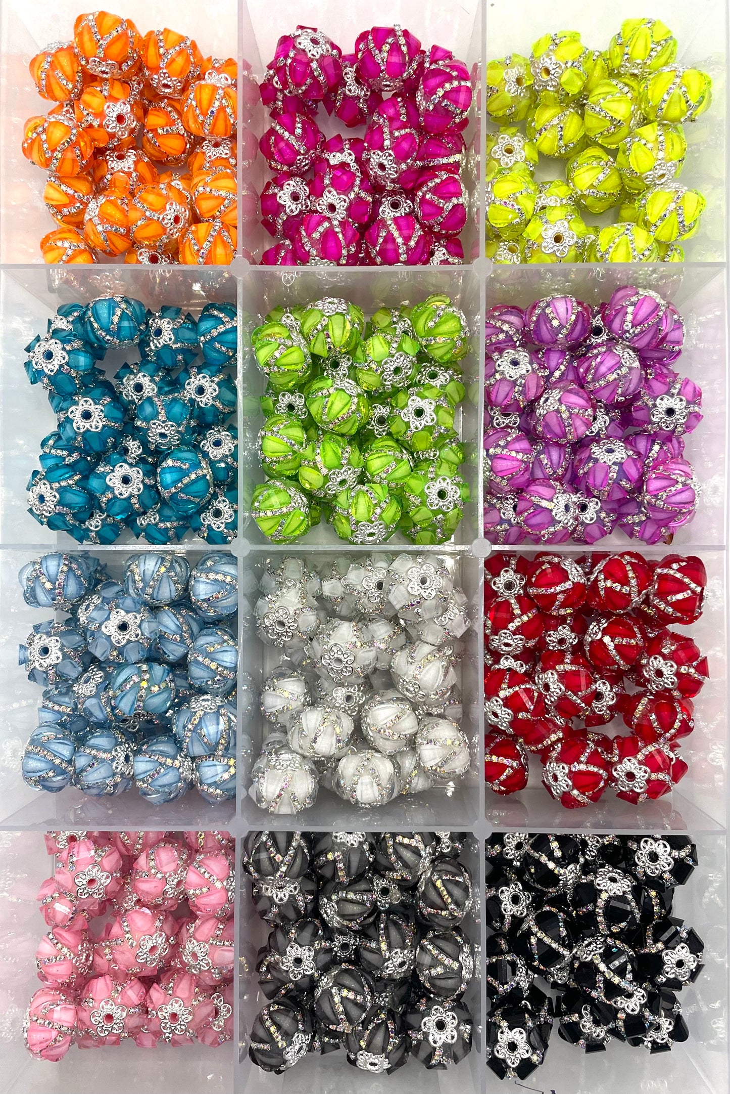 Pumpkin beads Acrylic heart-shaped piece Chain Metal gasket Fancy Beads Neon color scheme  18mm Random Mix