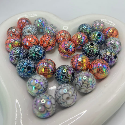 Halloween bead spider bead web bead uv spider web beads 16mm