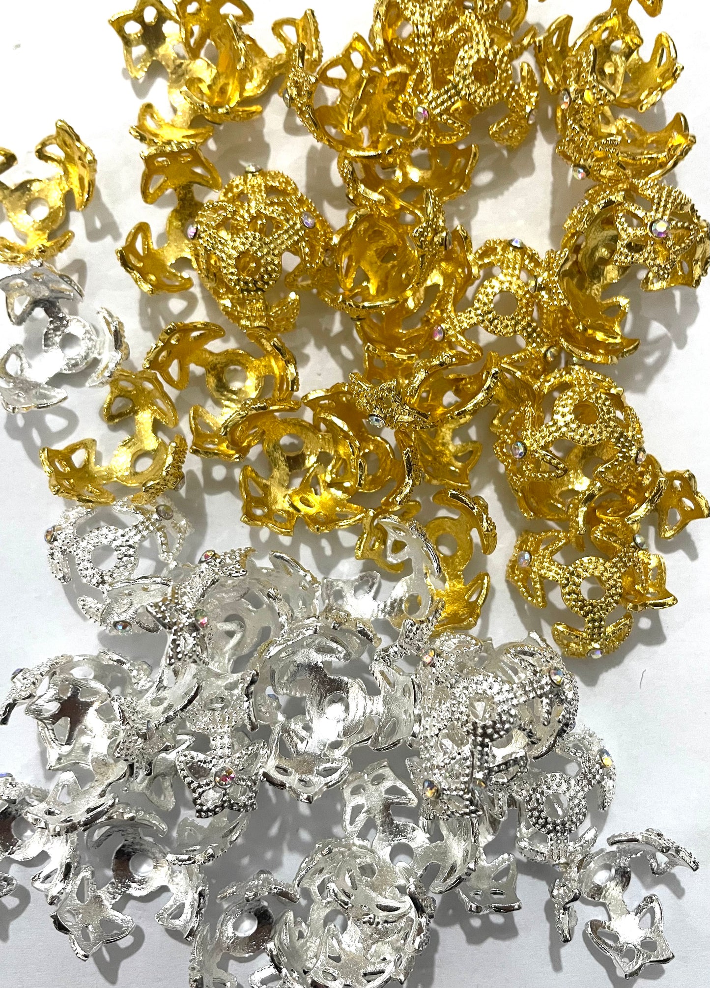 fancy spacer fancy butterfly shape bead cap metallic bead cap spacer gold silver