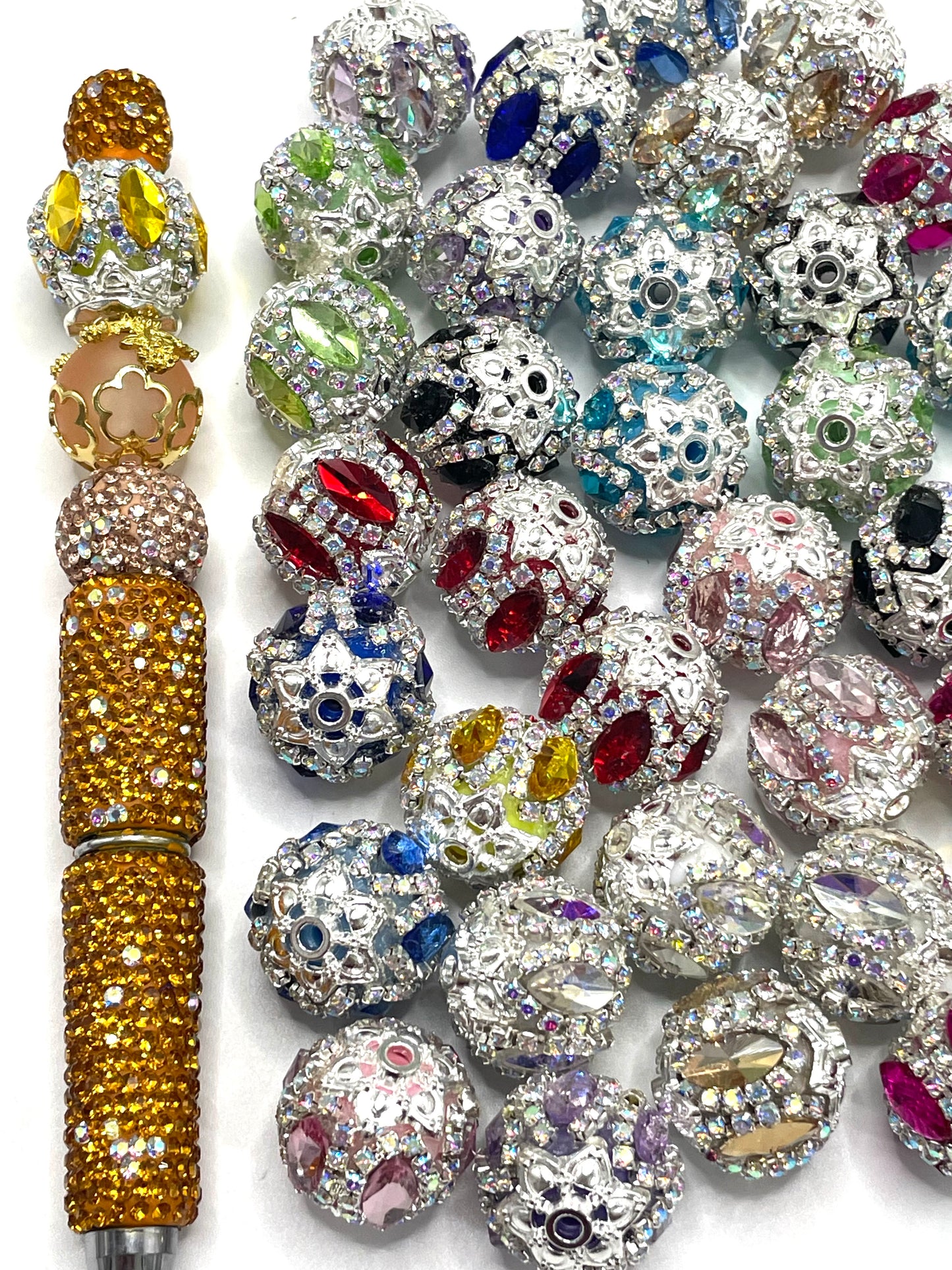 Fancy Beads Double chain Mirror glass Acrylic beads Metal Snowflakes spacer beads 18mm