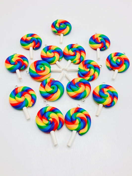 Rain bow lollipop colorful lollipop candy for craft diy keychain pen bag chain charm pendant (without hole )