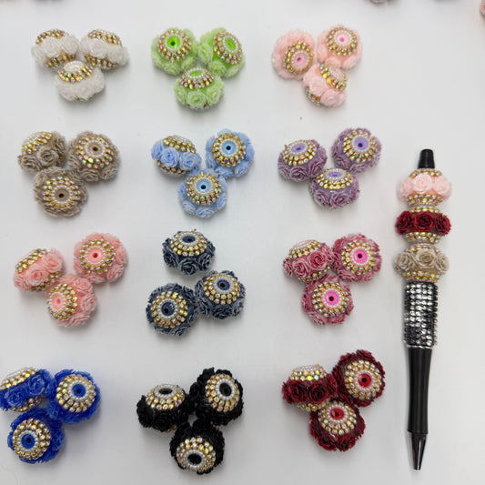 beaded beadable Golden color chain rhinestone fancy beads rose flower fancy beads