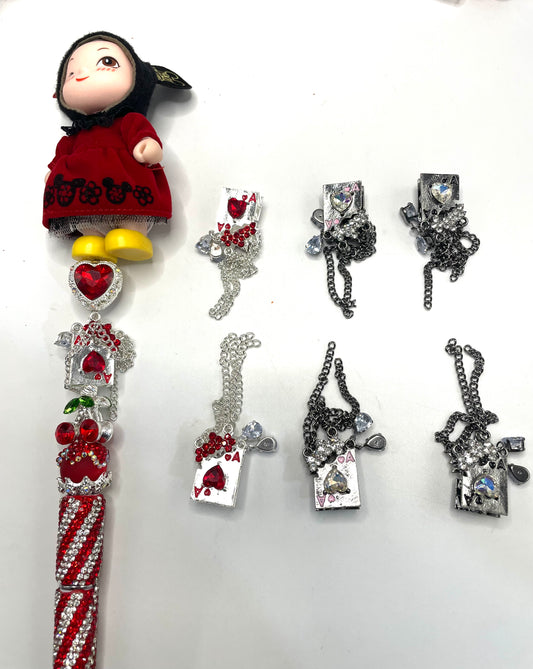 diy fancy beads fancy metallic heart with dangling beaded charm beads