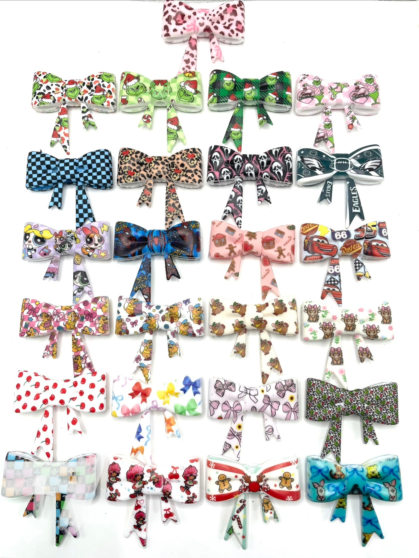 beaded beadable silicone big bow beads big bow focal colored Pattern watermark bow Silicone bow 58mm Random Mix
