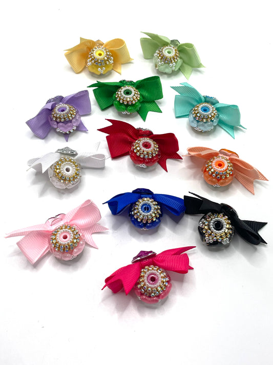 Beaded beadable textile bow Bows made of ribbons Fancy Beads Attractive and exquisite bow-shaped heart Golden Chain beads Random Mix