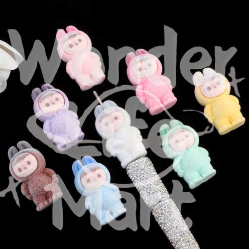 Flocking labubu DIY mobile phone chains, key chains and bag chains Pen Toppers Random Mix