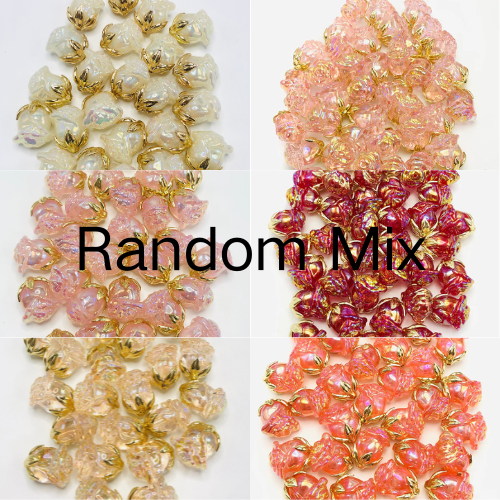 Fancy rose Flower holder of metal spacer glitter Flower Random Mix 20mm