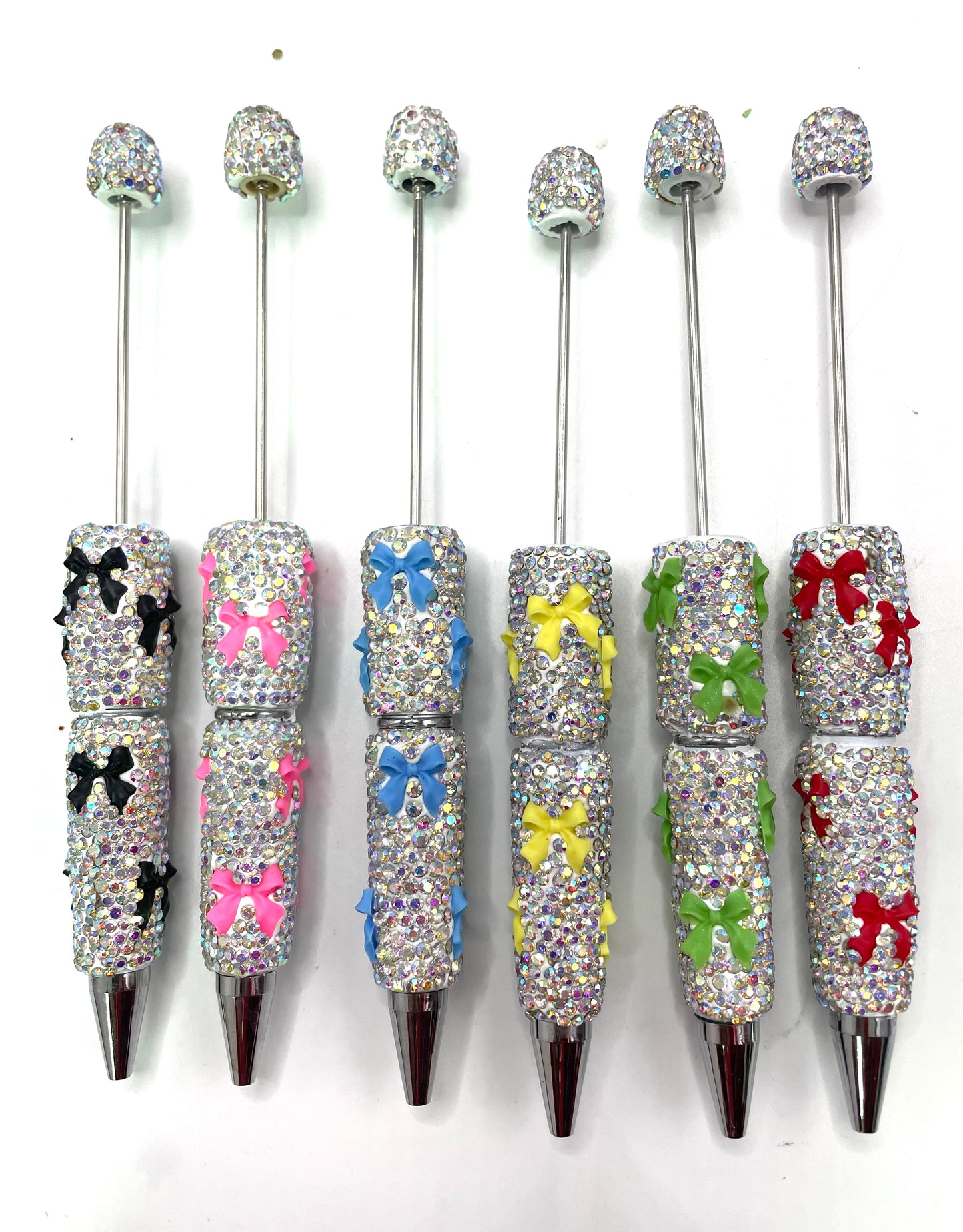 #1-#21 bow pen fancy clay rhinestone bow pen ornaments with acrylic bow colored random mix