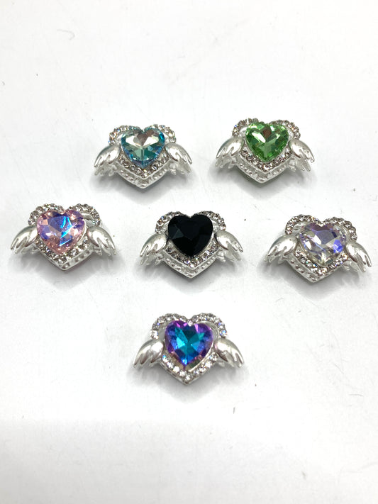 Alloy beads Metal heart-shaped beads heart Wings Metal Beads Rhinestone Random Mix