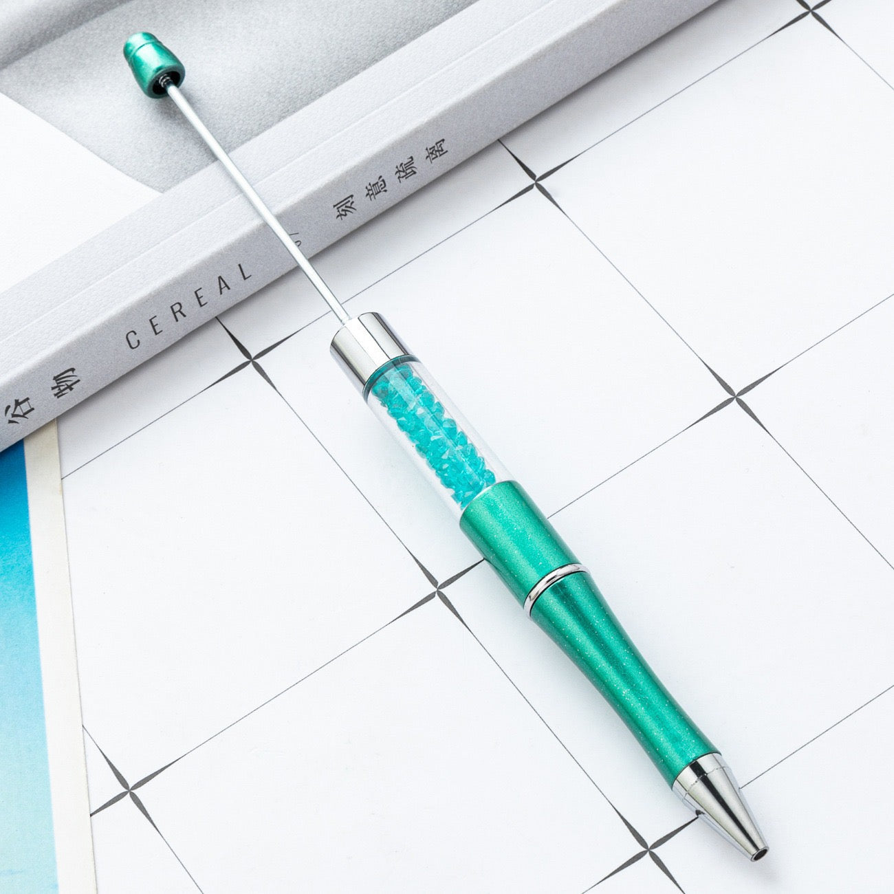 diy pen has the crystal inside the empty plastic tube beadable pen beaded pen ball point plastic pen