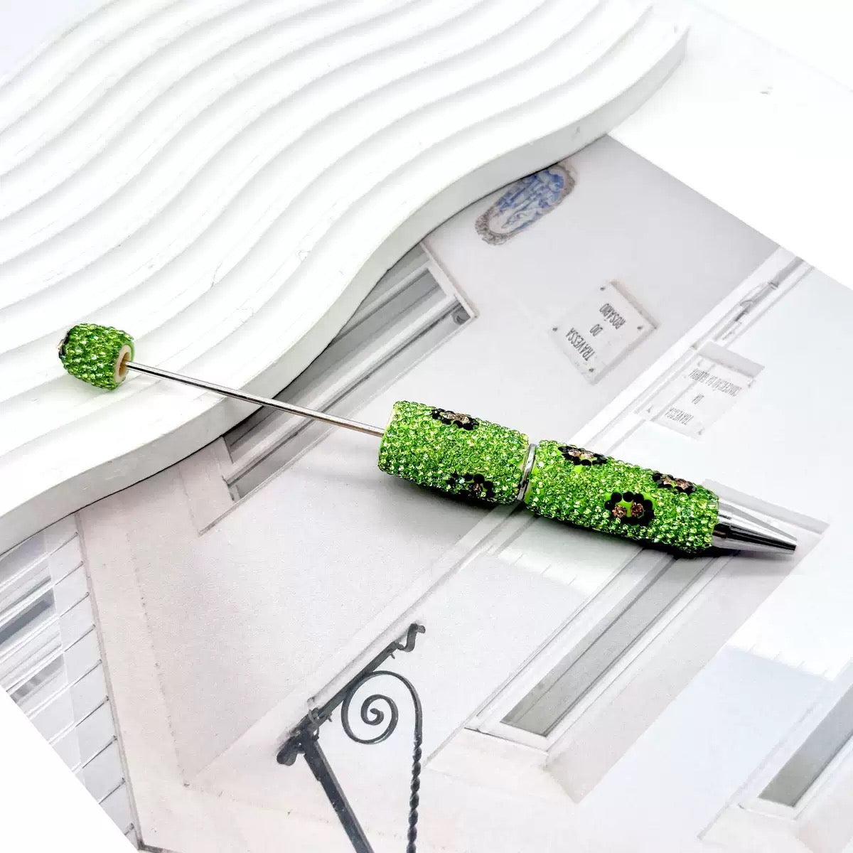 diy beaded beadable clay rhinestones leopard pen ballpoint pens