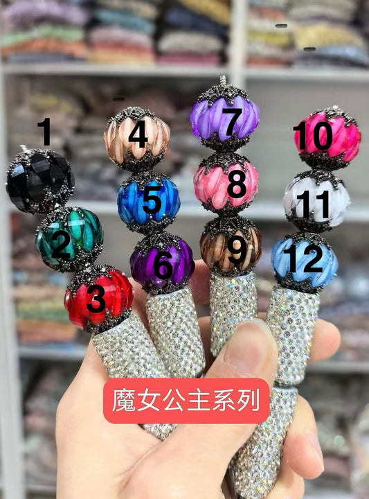 DIY beaded beadable fancy beads ornament with horse eye stone and gun black metal bead cap ,random mix