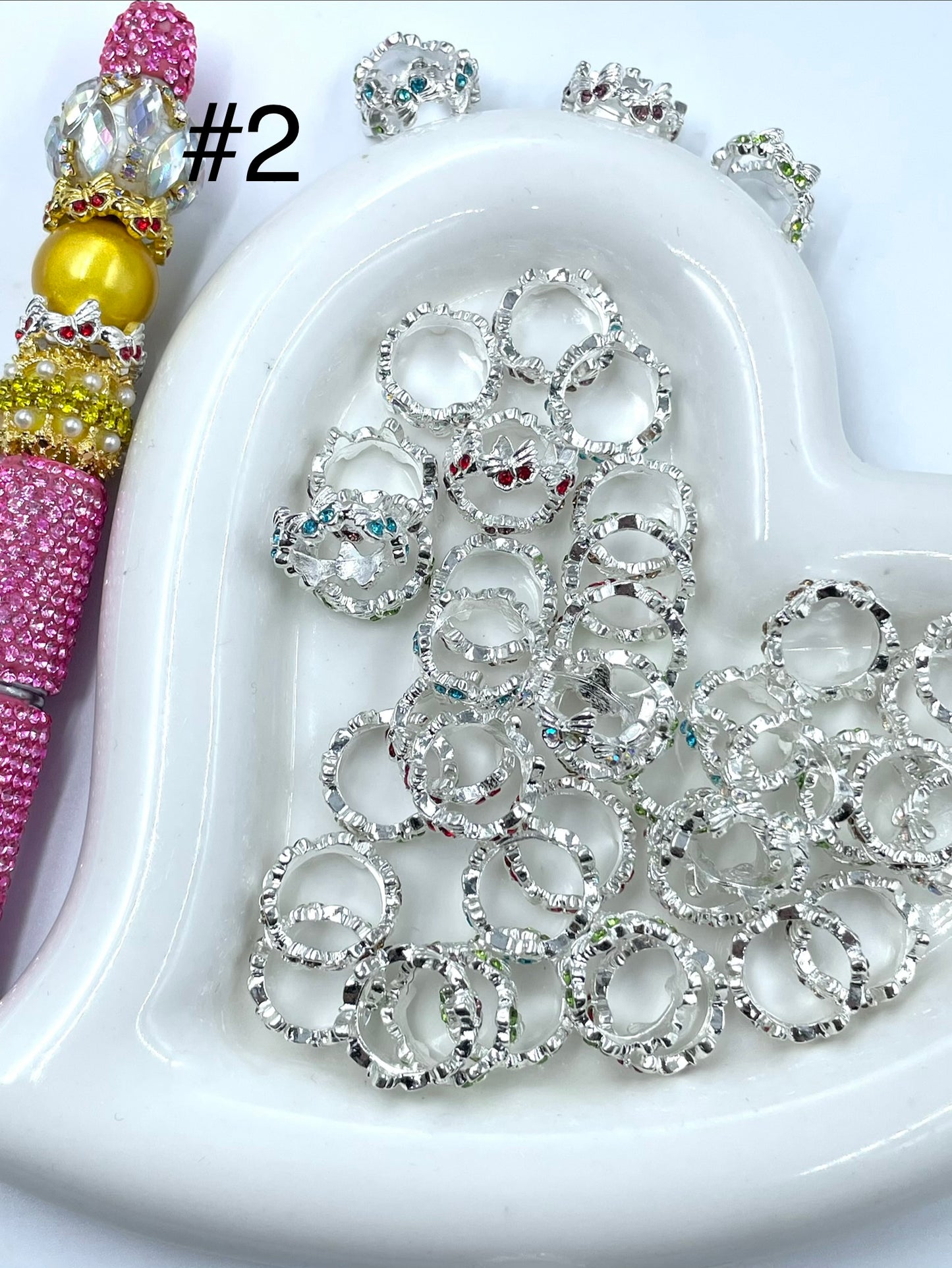 Metal alloy Butterfly Spacers beads Gold and silver Inlay Colorful Rhinestone Spacers 7mm