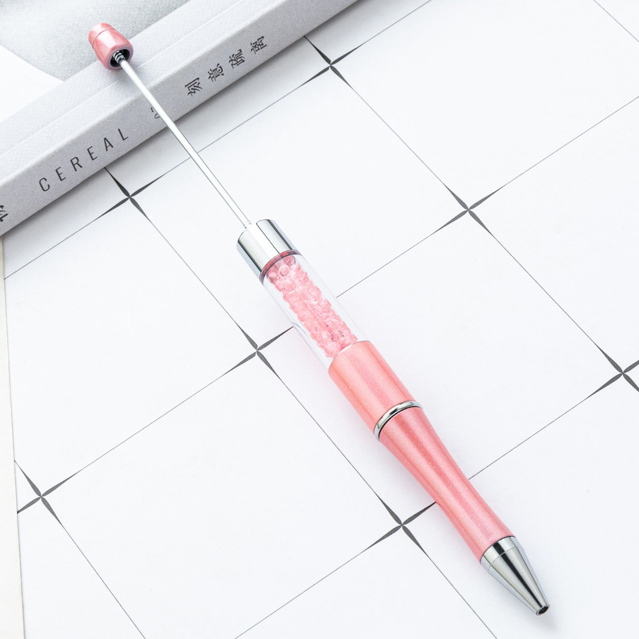 diy pen has the crystal inside the empty plastic tube beadable pen beaded pen ball point plastic pen