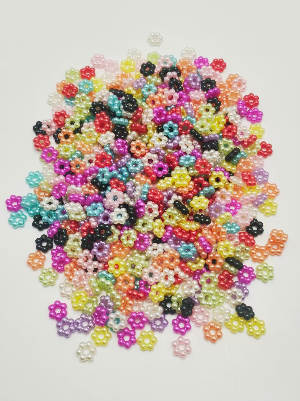 Pearl Spacer Solid Color Flower Spacer Beads,Random Mix,8mm