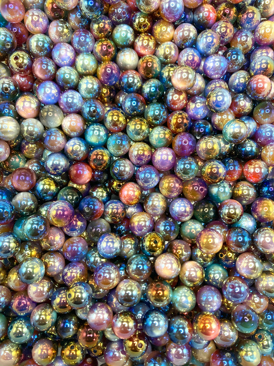 Acrylic beads Dark-colored UV beads ombre glitter beads 16mm Random Mix #11