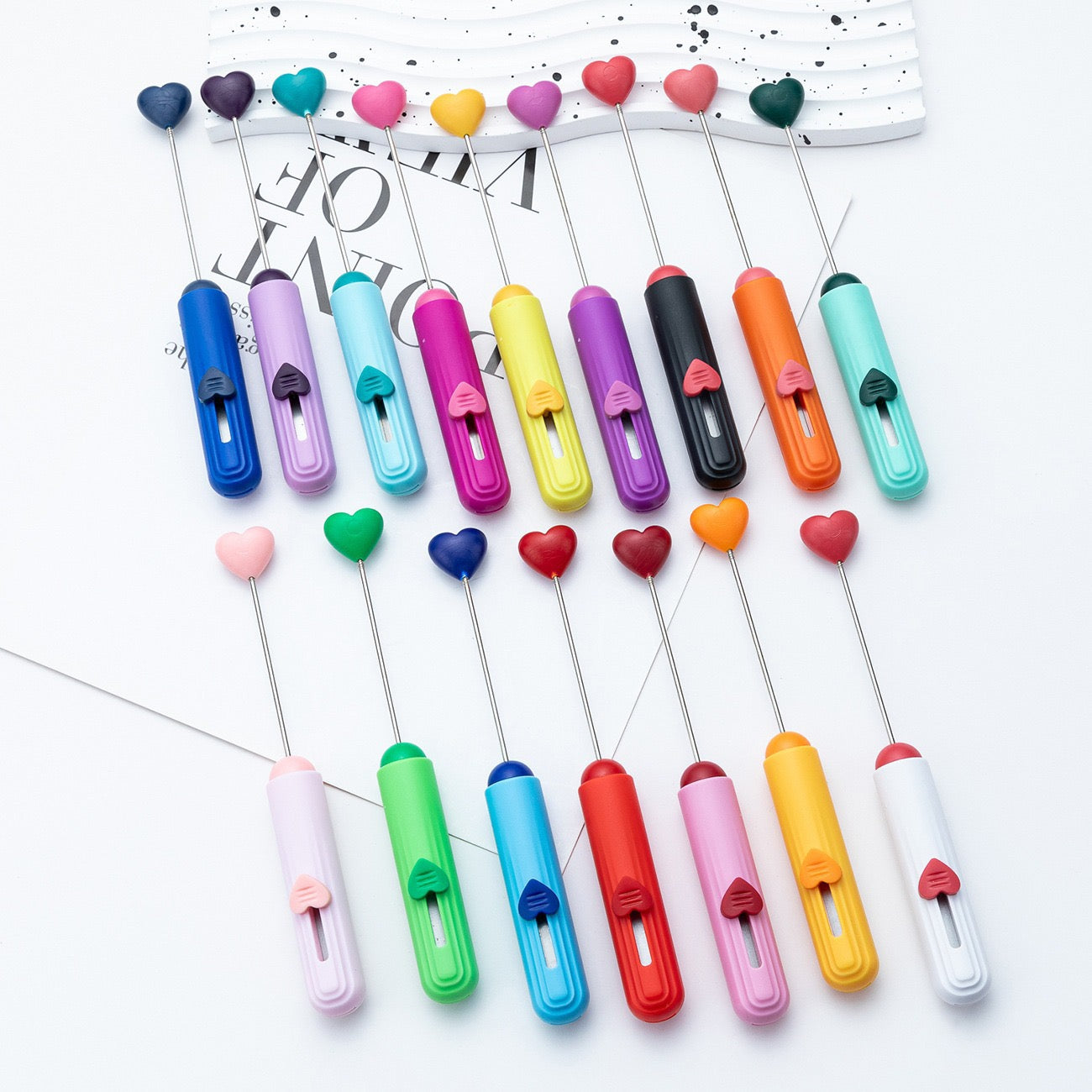 Diy beadable beaded box opener cutter package opener with heart shape top