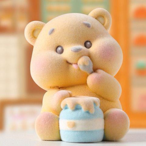 Winnie Pooh honey sweet time fuzzy flocked ,whole set,blind box pen topper figure character