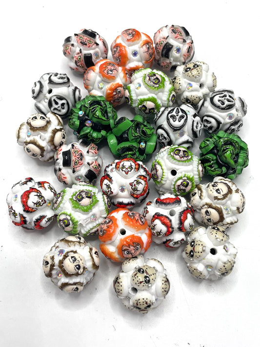 grinch Puppet beads Horror Terrible The protagonist of a horror movie Clay beads water droplet bead string jewelry Halloween Series Random Mix 16mm