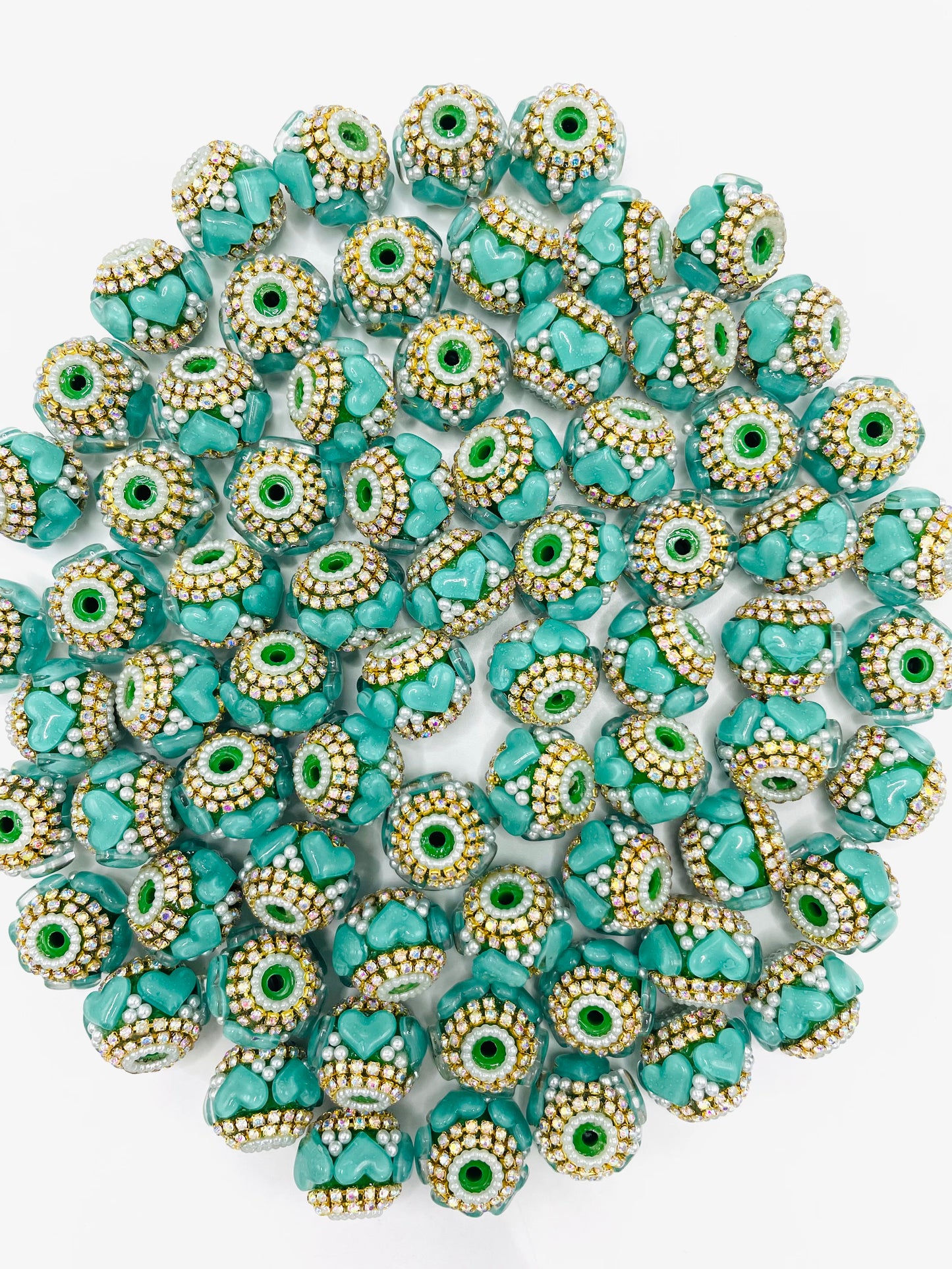 Fancy Beads Heart Chain Pearl gasket Bubble Golden chain 20mm Random Mix