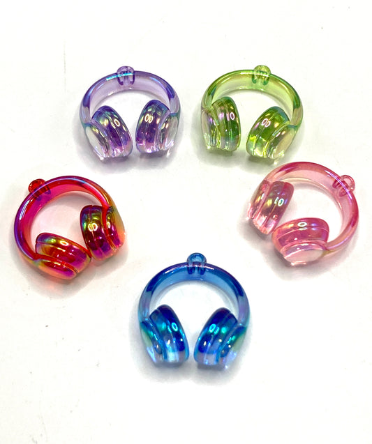 Acrylic beads Headphones DIY UV Pendant Accessories Translucent headphones 36mm Random Mix