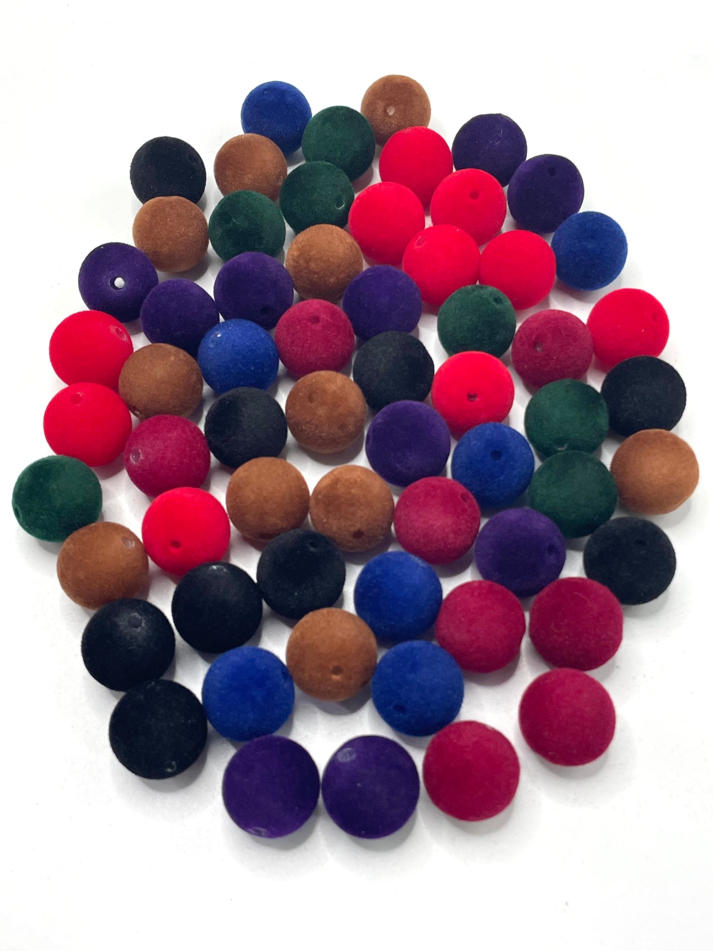 Flock bead flocking Colored flocked beads Fuzzy bead 16mm Random Mix