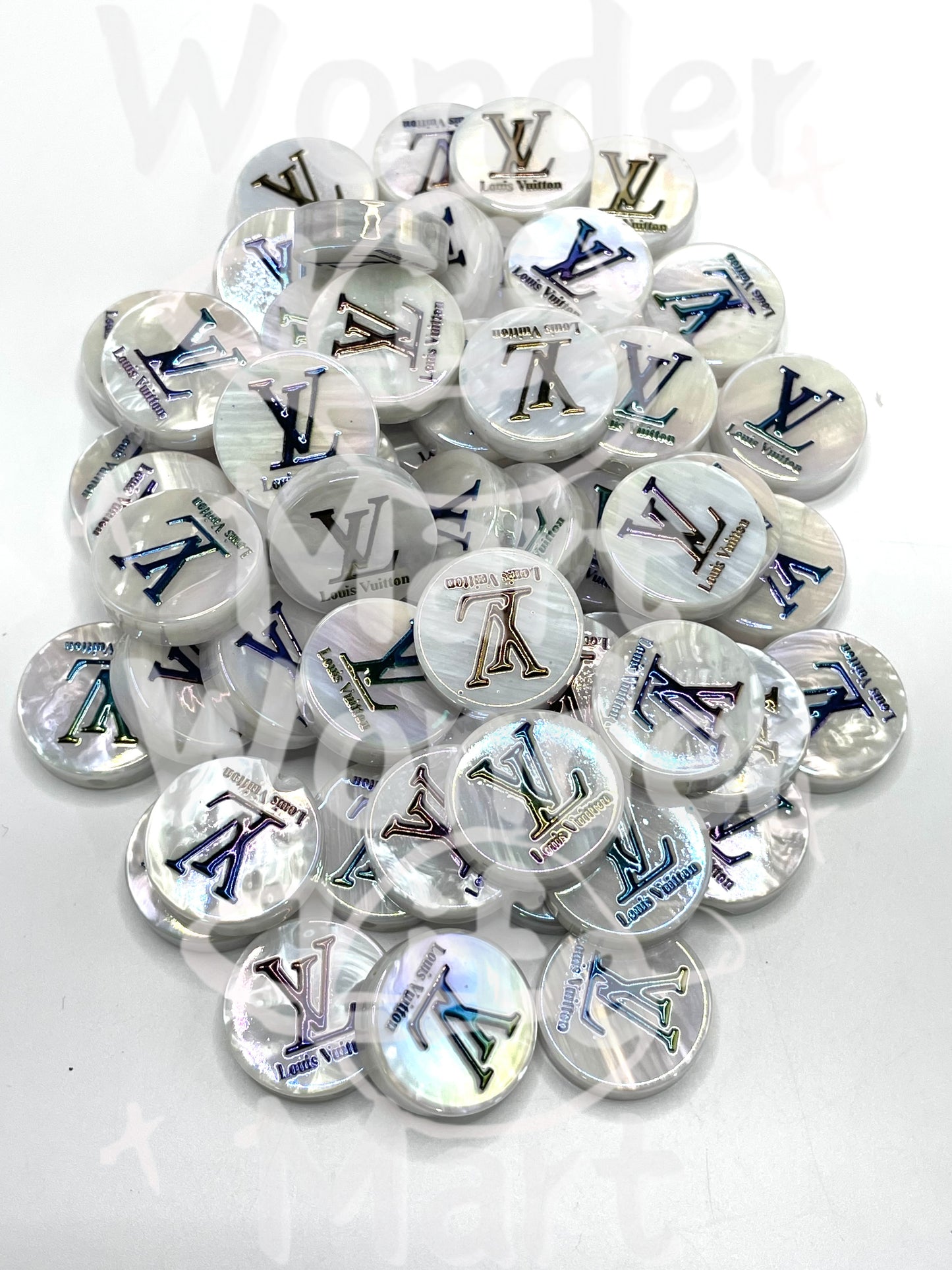 Round beads Acrylic beads Flat beads Trendy brand Luxury brand Logo beads 24mm