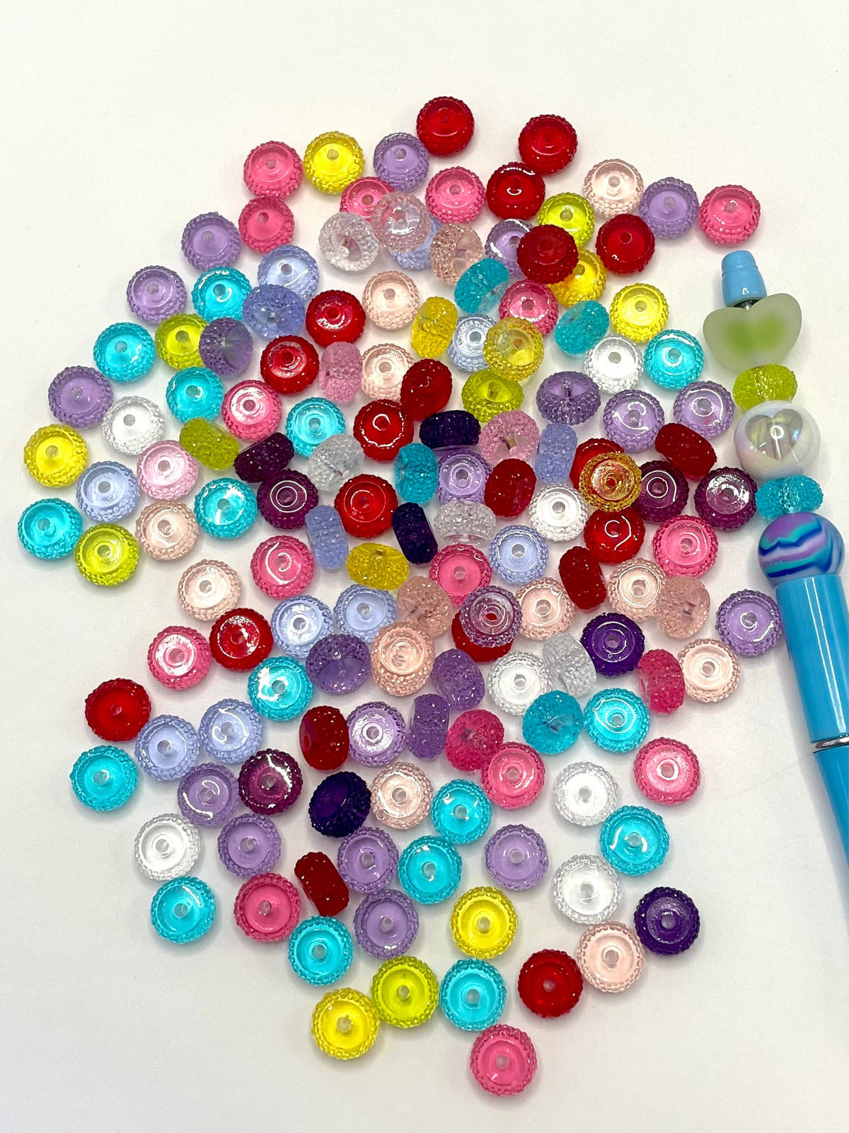 diy beaded beadable beady wheel beads circle round Multicolor Spacer  Noen Color Transparent Translucent Color ,Random Mix,12mm