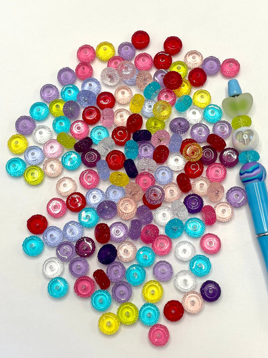 diy beaded beadable beady wheel beads circle round Multicolor Spacer  Noen Color Transparent Translucent Color ,Random Mix,12mm