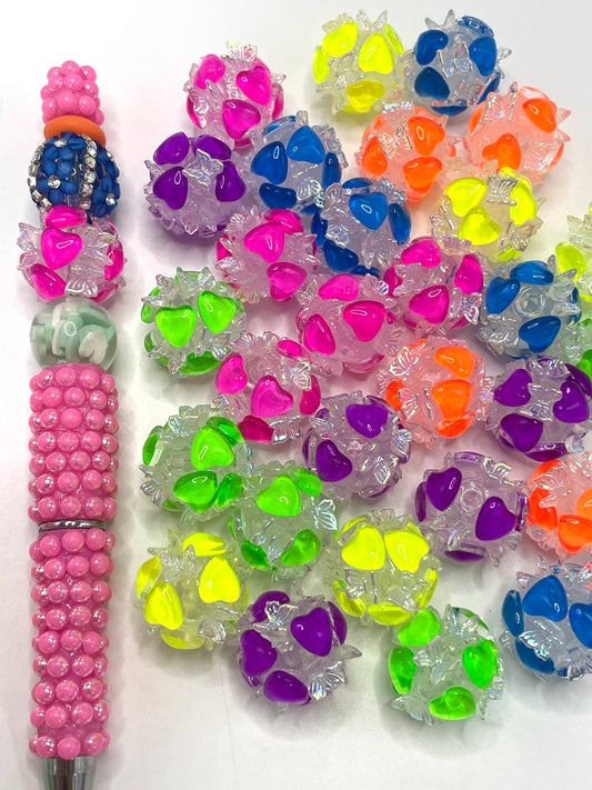 Neon beads heart beads with butterfly fancy beads Random Mix