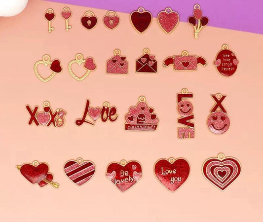 Heart shaped love letter charm pendant for valentines