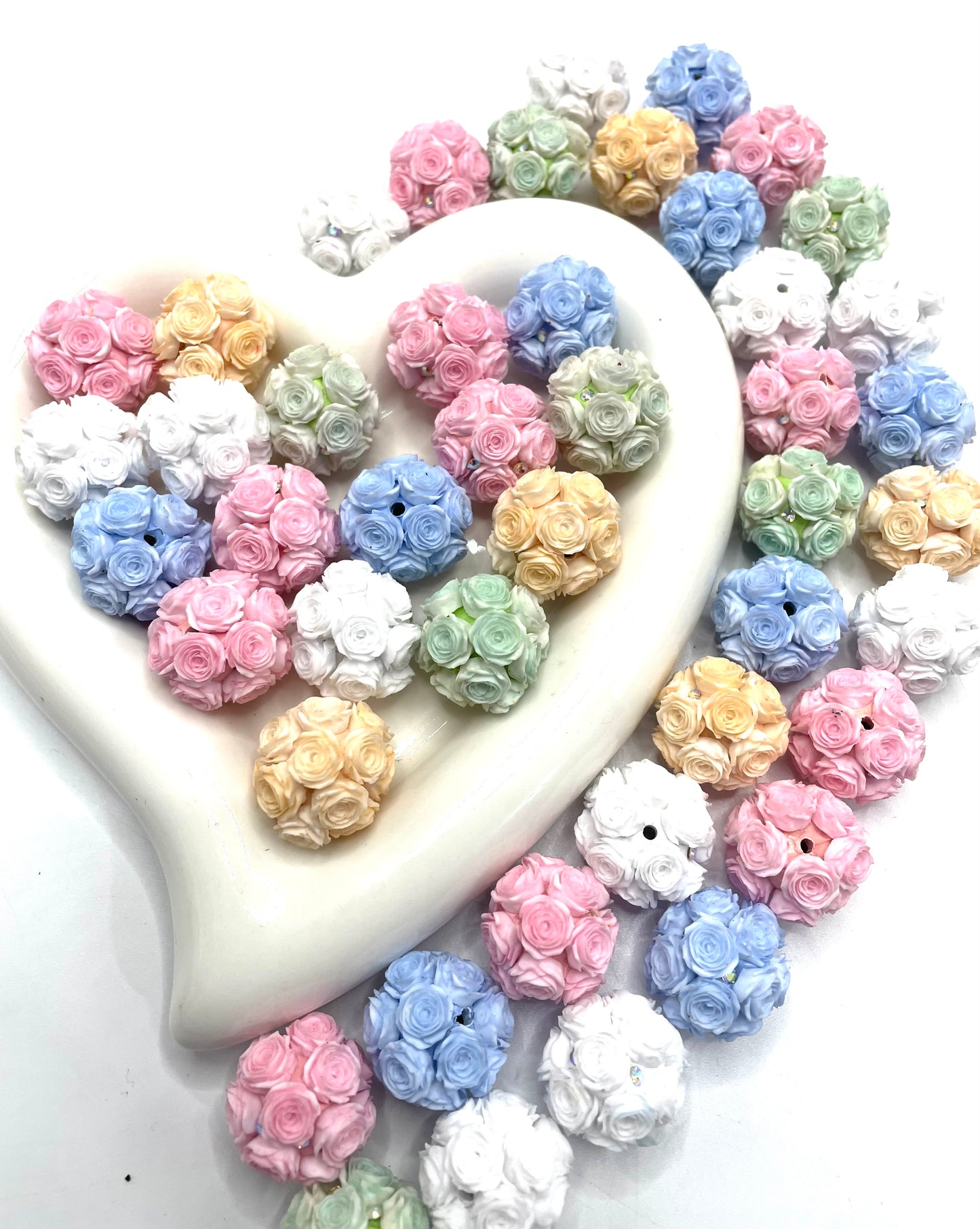 More new colors arrived  DIY soft rose flower beads ornament with rhinestone beaded beadable flower colored