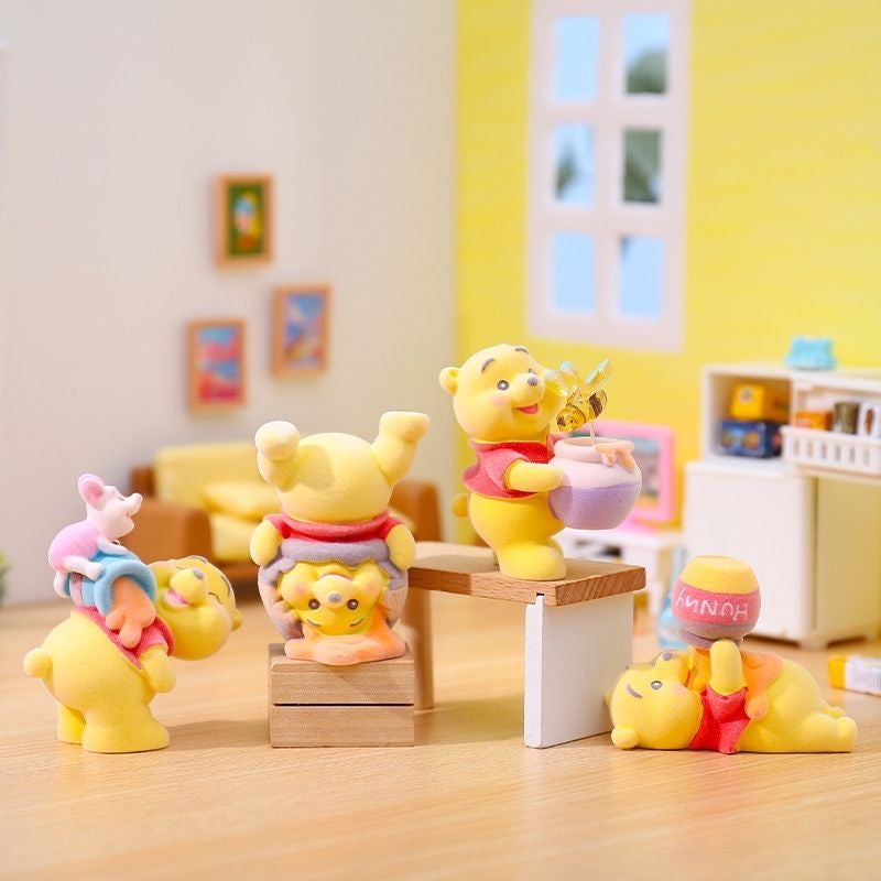 Winnie Pooh honey sweet time fuzzy flocked ,whole set,blind box pen topper figure character