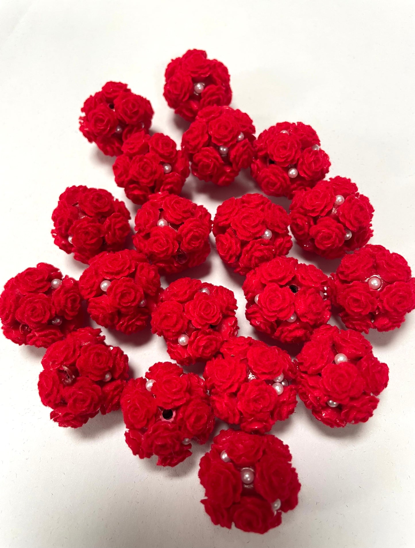 rose fuzzy flocked flower bead diy beads beadable beaded beads colored random mix