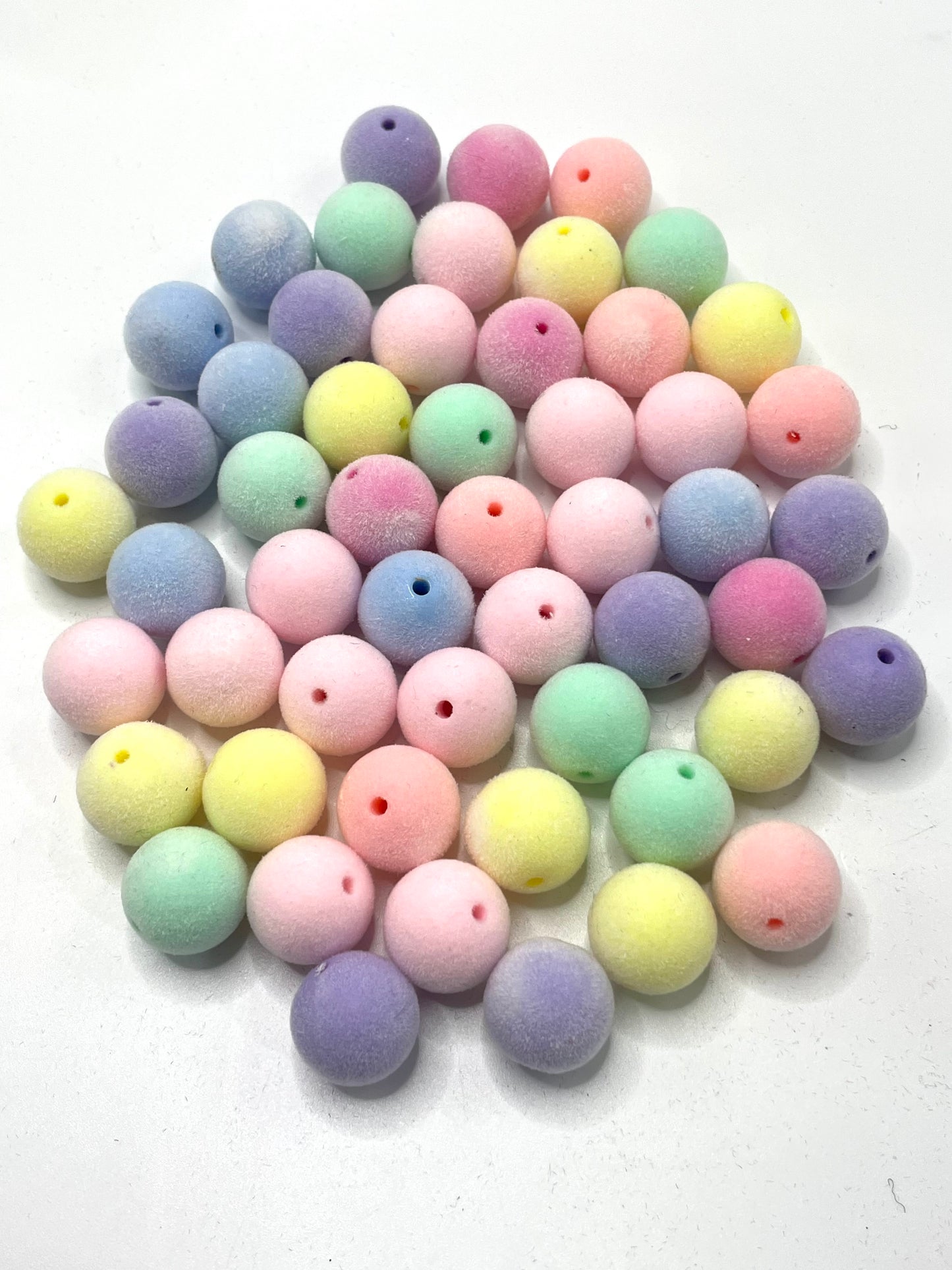 Flock bead flocking Colored flocked beads Fuzzy bead 16mm Random Mix