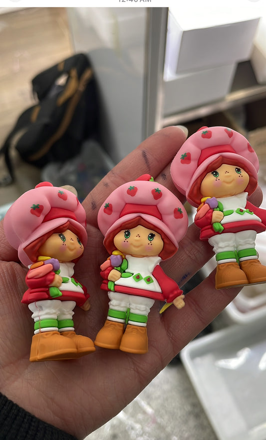 diy Strawberryshortcake  strawberry girl topper figure character silicone material without hole