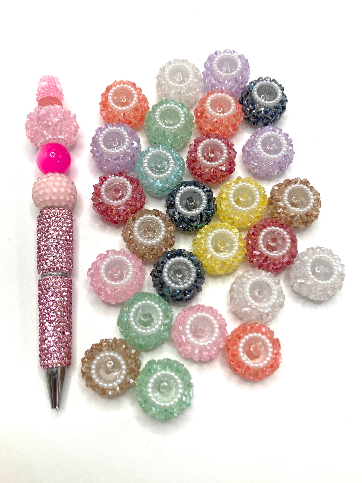 Fancy acrylic crystal beads Heart crystal Shining crystal Pearl gasket beads Random Mix