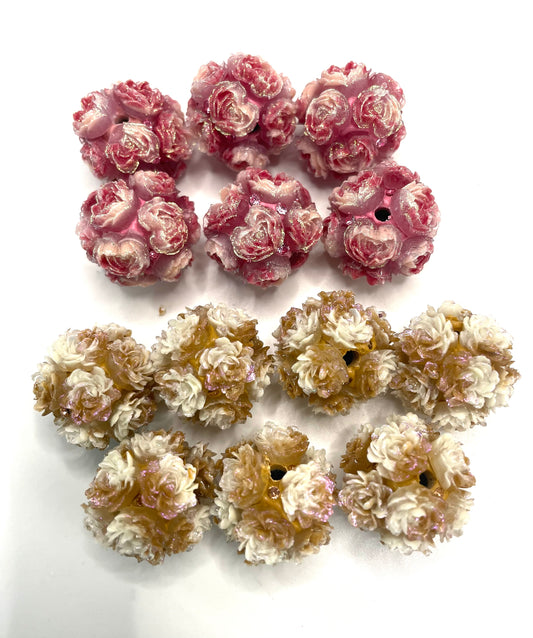 DIY soft glitter flower bead,colored ,random mix
