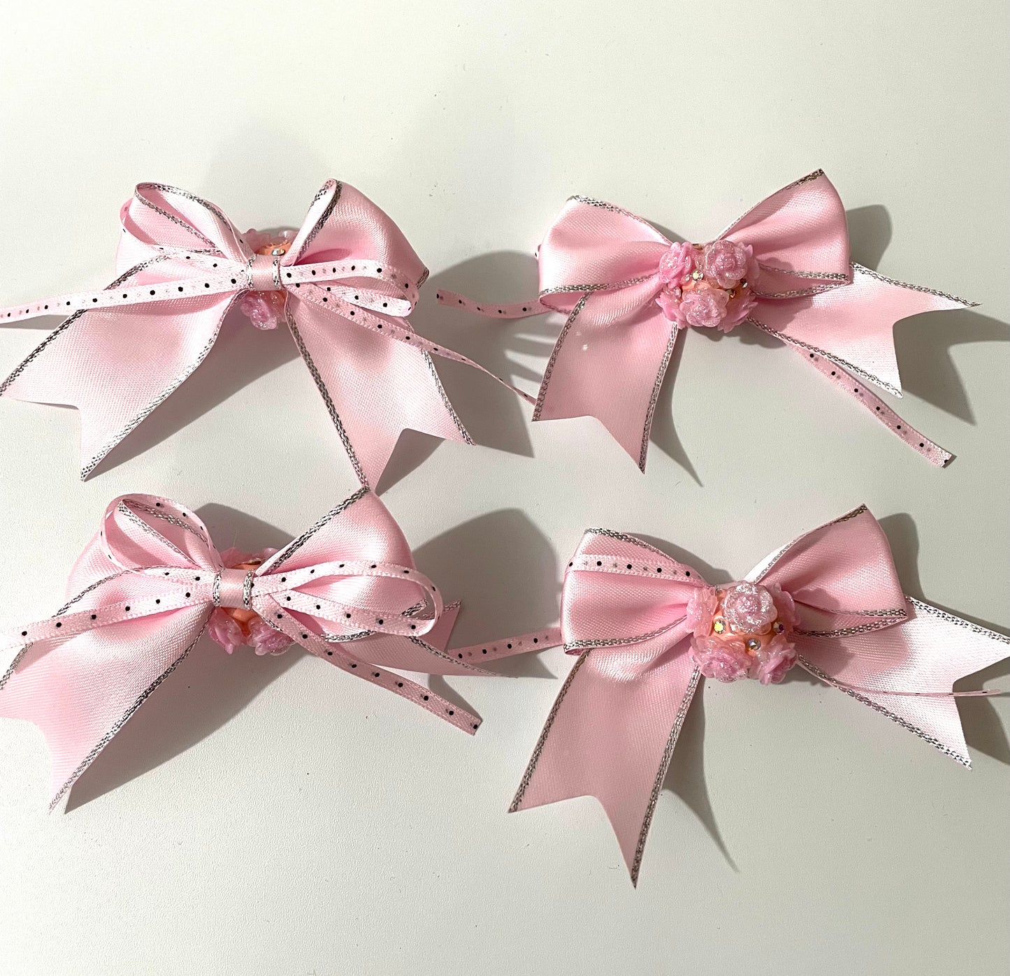 Bow bead -Diy with beaded beadable textile silk touching fancy bow bead ornaments with rhinestone and pearl