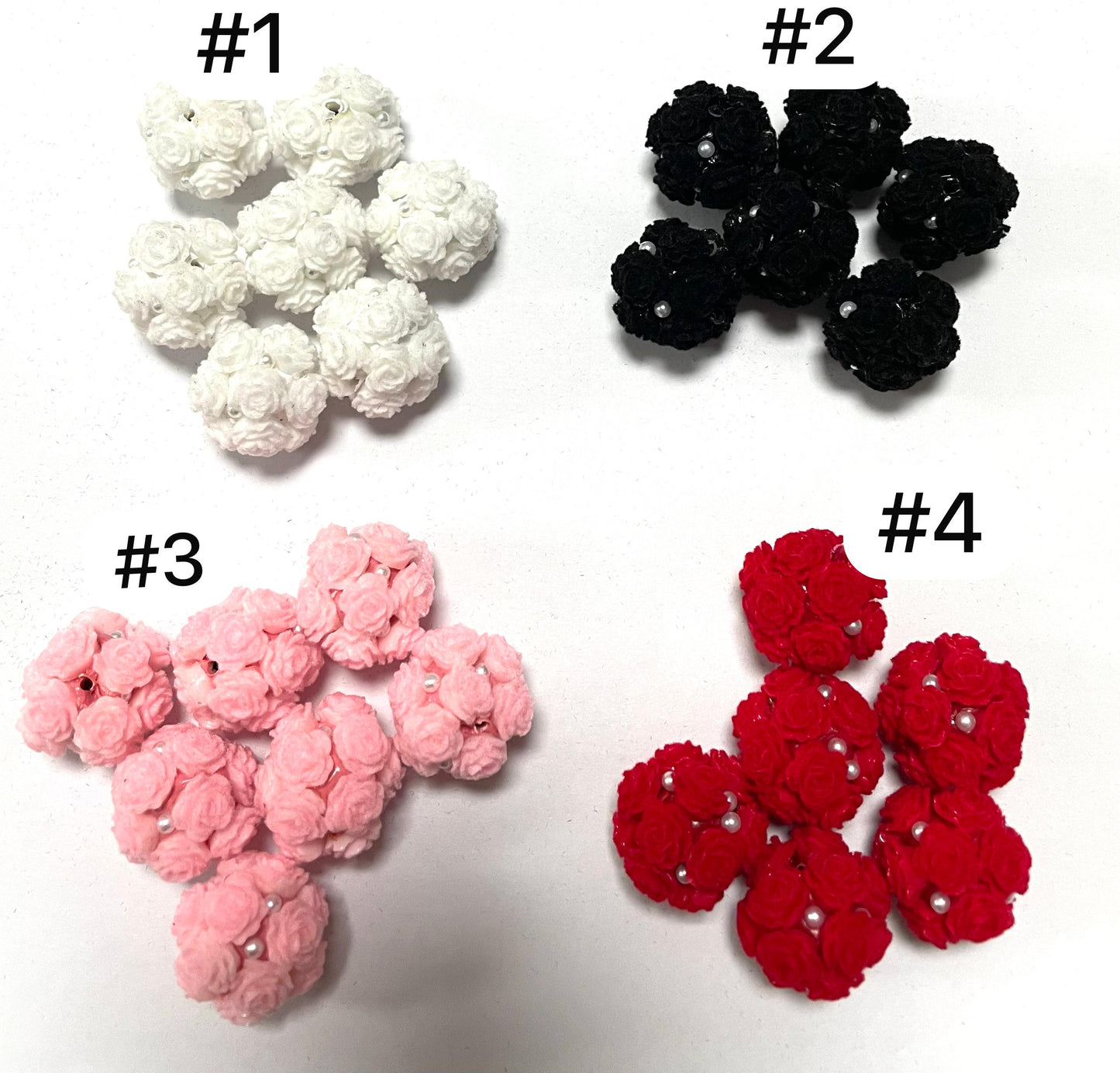 rose fuzzy flocked flower bead diy beads beadable beaded beads colored random mix