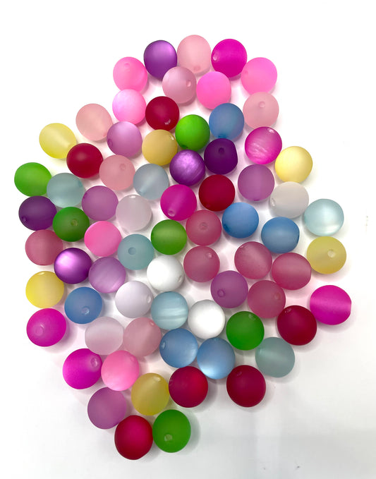 acrylic bead matte cat eye colorful ,random mix ,16mm