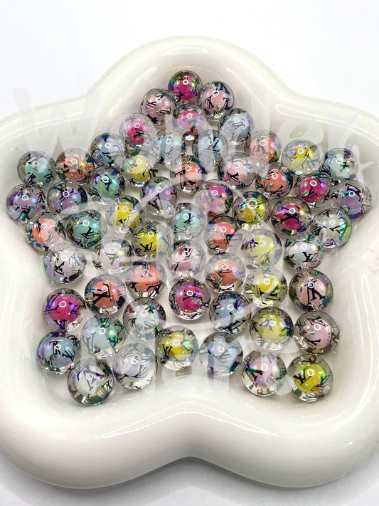 Acrylic Logo beads Trendy brand Luxury brand 16mm Random Mix