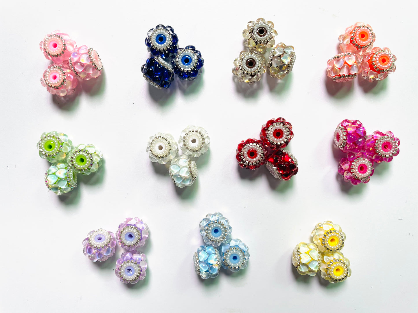 Beaded beadable fancy beads ornaments wig rhinestone chain and heart shaped stone ,random minx ,colored