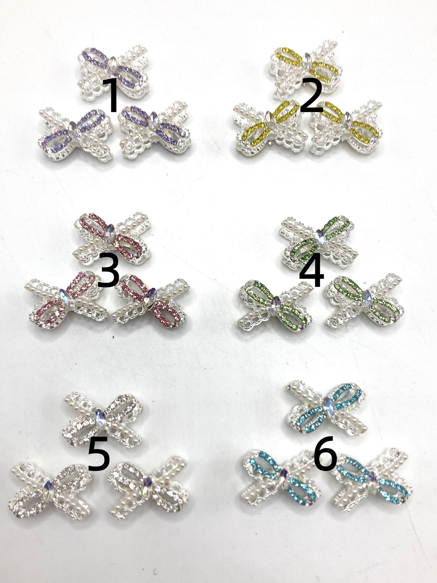 Metal beads bow Metal water-drop style bow beads Bows made of pearls and rhinestones Random Mix