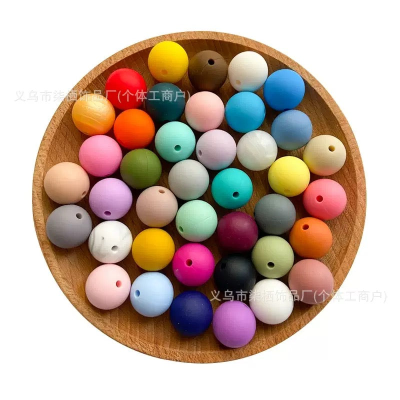 diy beaded beadable silicone beads 15mm,random mix