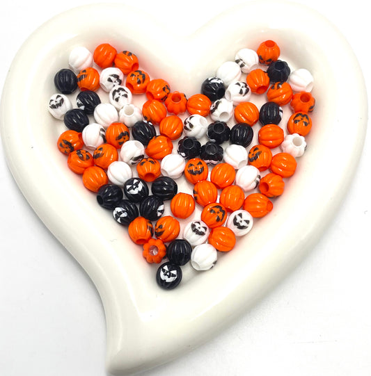 beady beaded beadable Halloween Acrylic Beads ,Spider Pumpkin Round Beads DIY Bracelet Making ,Random Mix 10mm