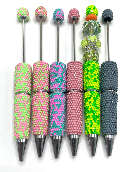 beaded beadable jelly rhinestone neon colors Clay pen neon pen Neon color Rhinestone DIY Colorful Clay Writing Tools Random Mix