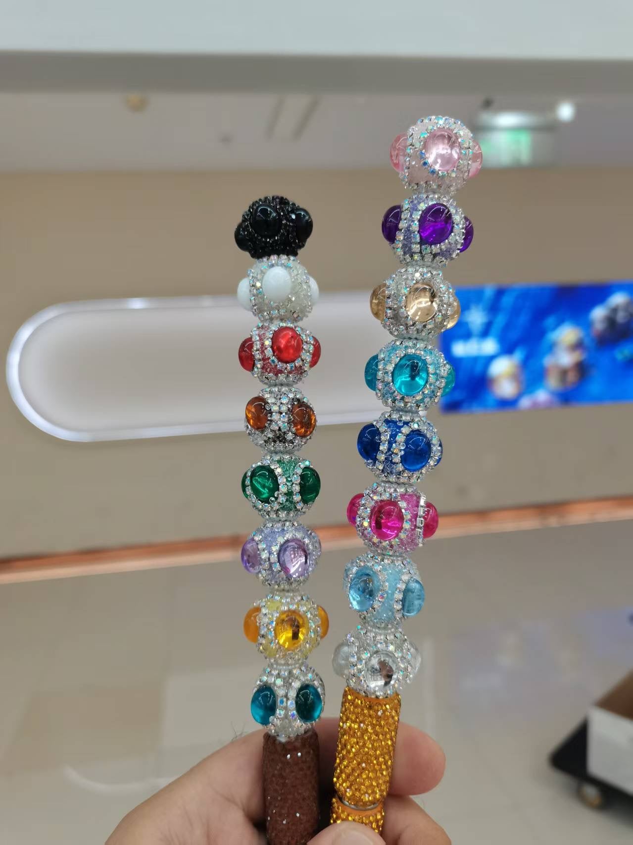 DIY beaded beadable fancy bubble beads with rhinestone chain  ,randomly mix