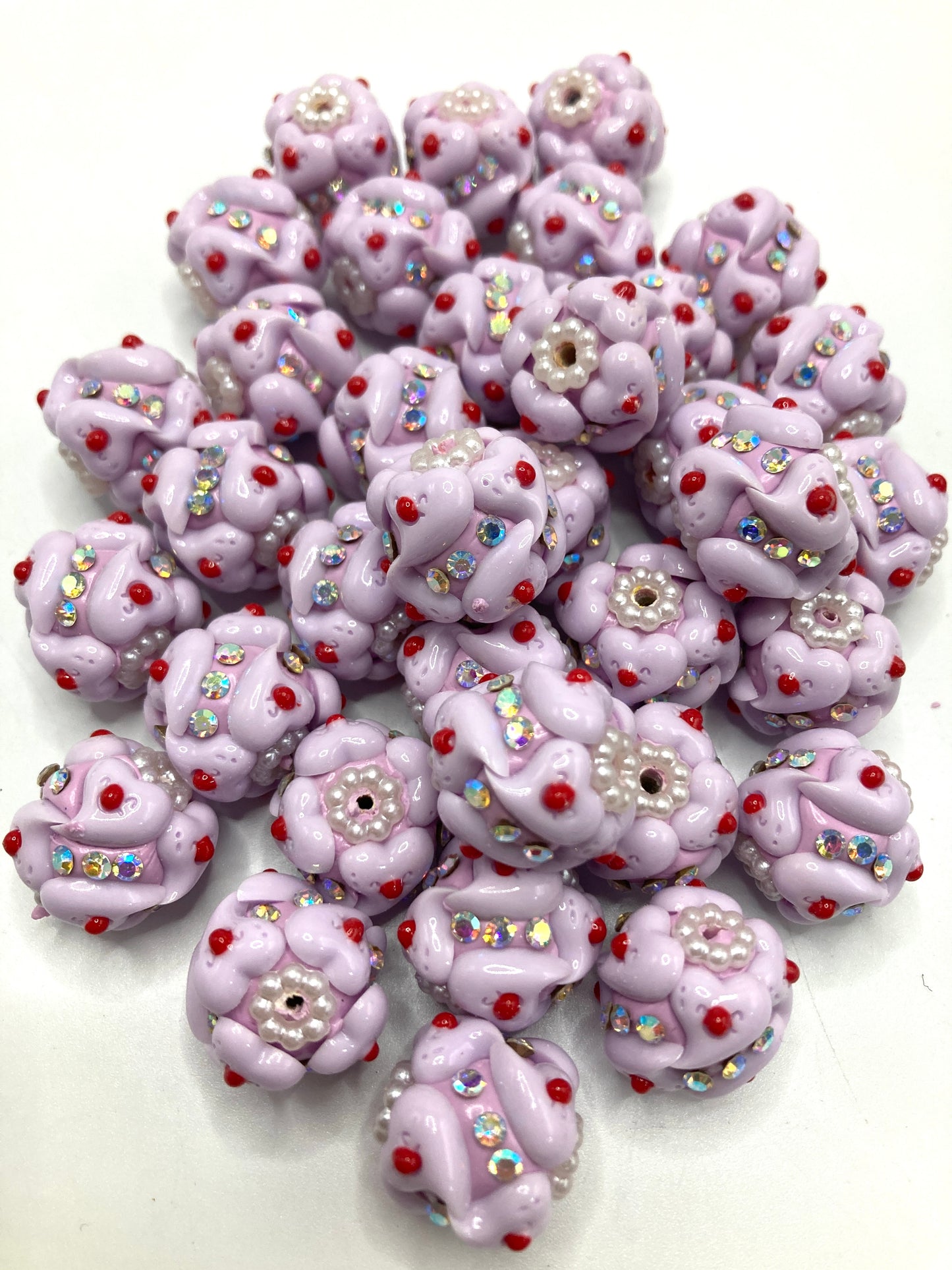 Cake heart beads heart Cream Beads Beaded cream clay beads Random Mix