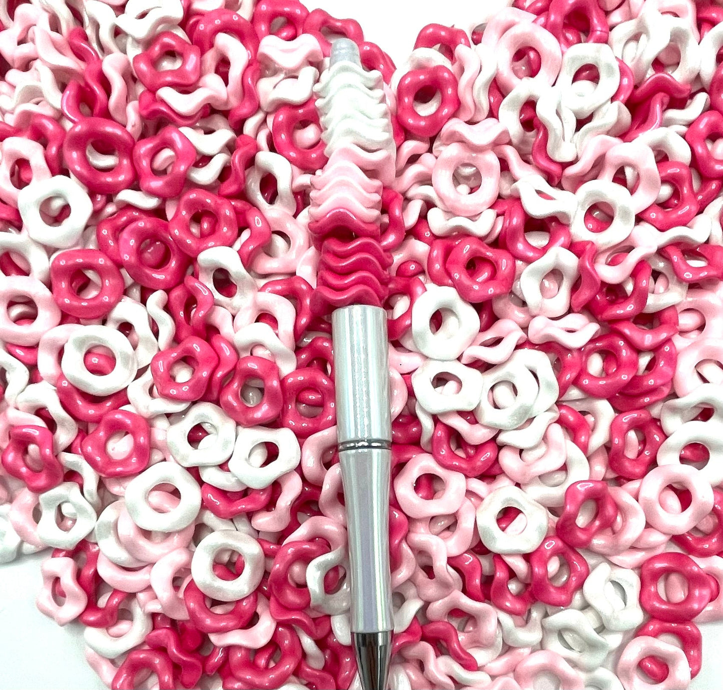 Beaded beadable acrylic glossy shiny wave wavy spacer 15mm
